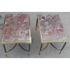 1950/70' Paire de Bouts de Canapés Maison Jansen Avec Marbre Levanto 60 X 40 X H 42 cm