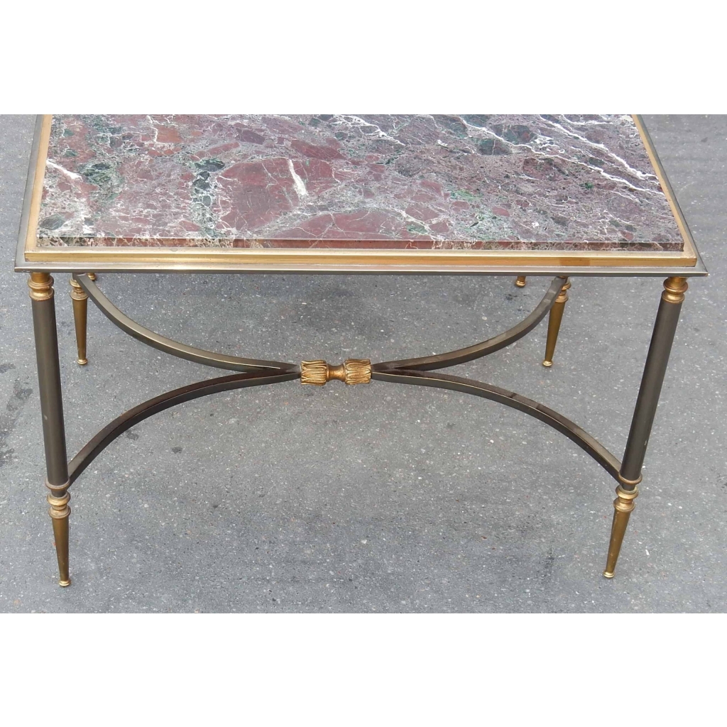 1950/70' Paire de Bouts de Canapés Maison Jansen Avec Marbre Levanto 60 X 40 X H 42 cm