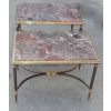 1950/70' Paire de Bouts de Canapés Maison Jansen Avec Marbre Levanto 60 X 40 X H 42 cm