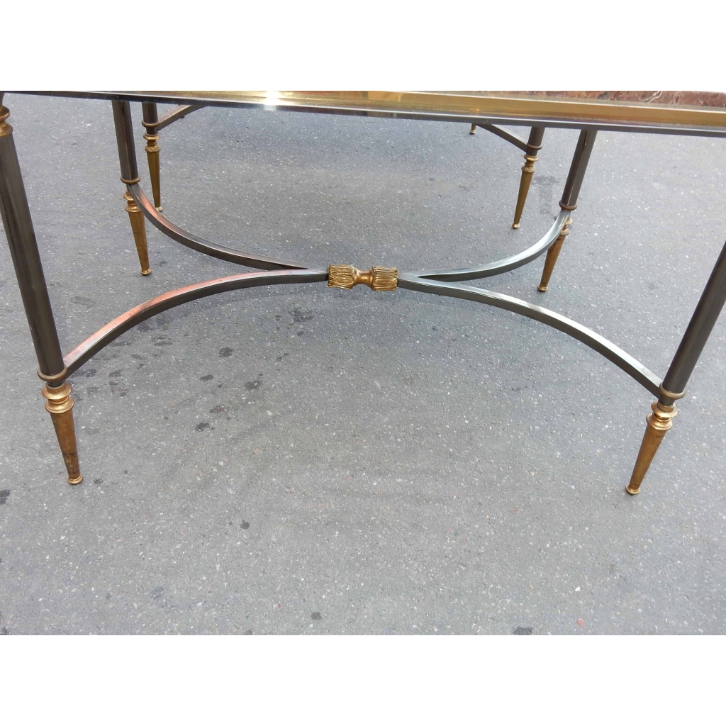 1950/70' Paire de Bouts de Canapés Maison Jansen Avec Marbre Levanto 60 X 40 X H 42 cm