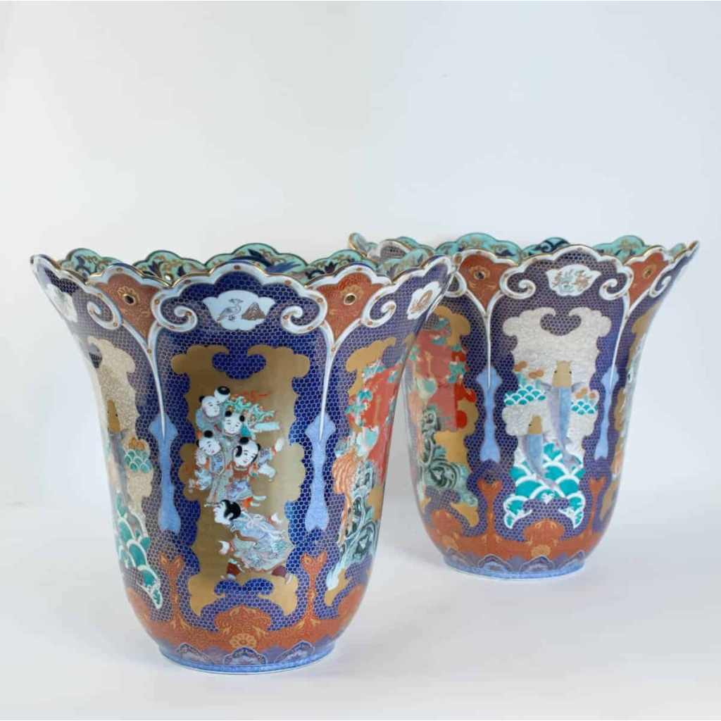 Importante Paire De Vases Du Japon Signés Fuqukawa, Milieu Du XIXème Siècle | Biron Importante Paire De Vases Du Japon Signés Fuqukawa, Milieu Du XIXème Siècle