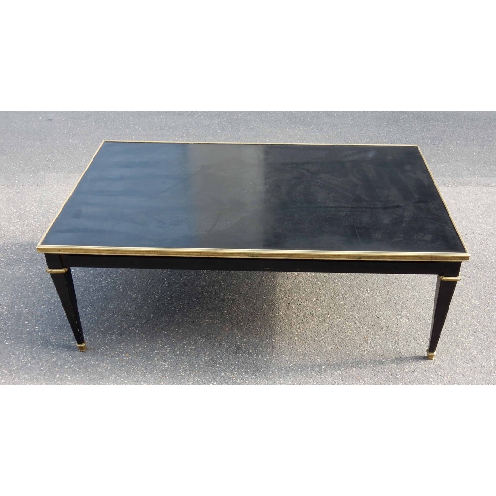 1950/70 Table Basse Bois Laqué Noir Maison Jansen 120 x 80 | Biron 1950/70 Table Basse Bois Laqué Noir Maison Jansen 120 x 80