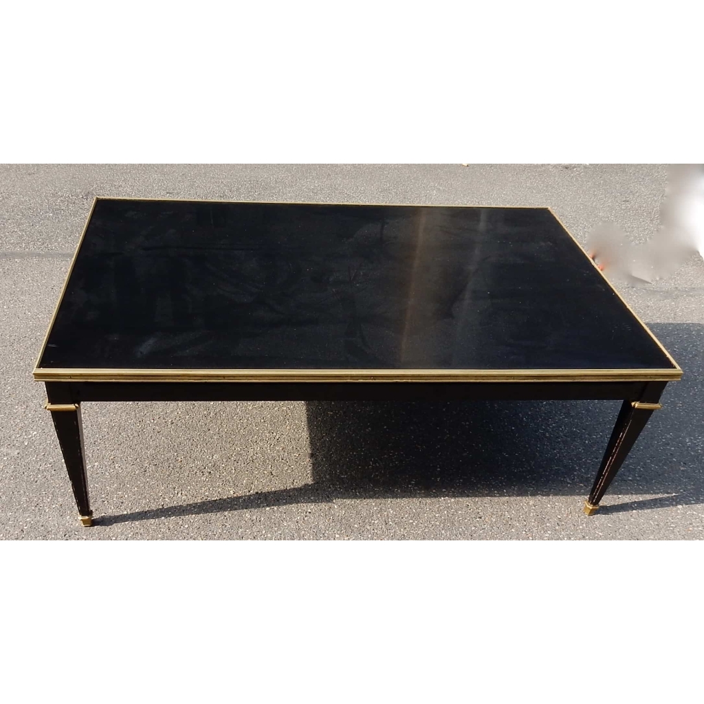 1950/70 Table Basse Bois Laqué Noir Maison Jansen 120 x 80 | Biron 1950/70 Table Basse Bois Laqué Noir Maison Jansen 120 x 80
