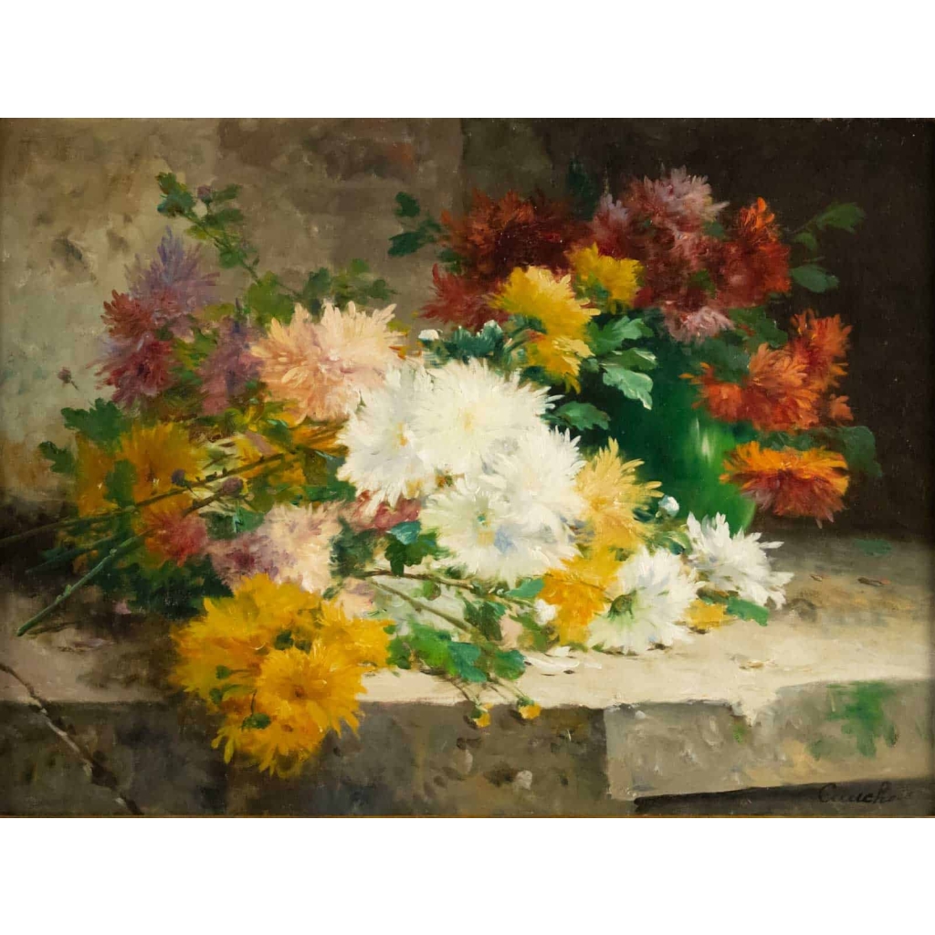Eugène Henri Cauchois (1850 - 1911): Jetée de chrysanthèmes.