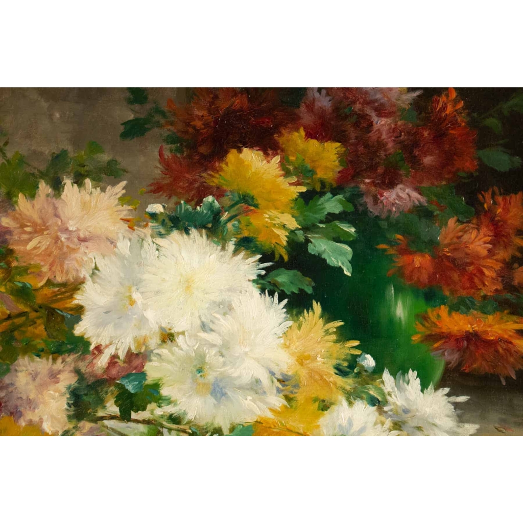 Eugène Henri Cauchois (1850 - 1911): Jetée de chrysanthèmes.