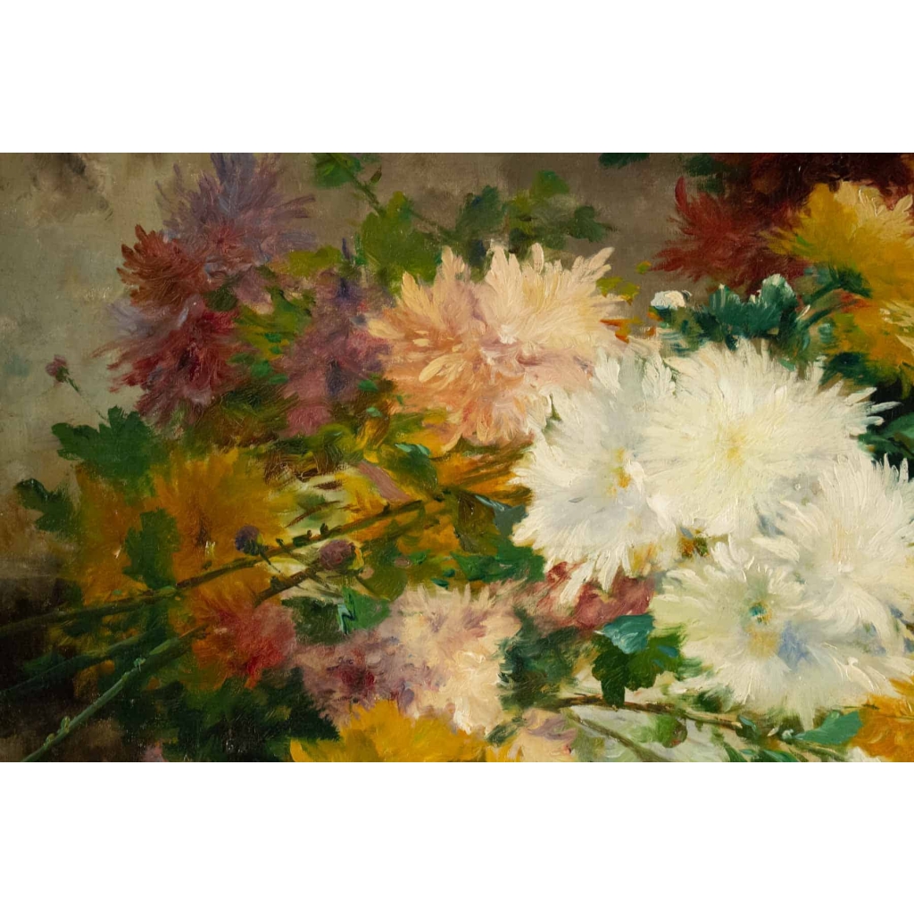 Eugène Henri Cauchois (1850 - 1911): Jetée de chrysanthèmes.