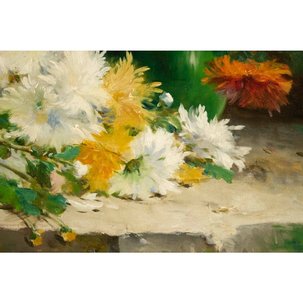 Eugène Henri Cauchois (1850 - 1911): Jetée de chrysanthèmes.