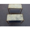 1950/70′ Paire De Bouts De Canapé Rectangulaires Maison Bagués Laiton et Bronze Plateaux Feuilles d or Fixées Sous Verre et Avec Flammes Olympiques 64 X 29 cm | Biron 1950/70' Paire De Bouts De Canapé Rectangulaires Maison Bagués Laiton et Bronze Plateaux Feuilles d or Fixées Sous Verre et Avec Flammes Olympiques 64 X 29 cm