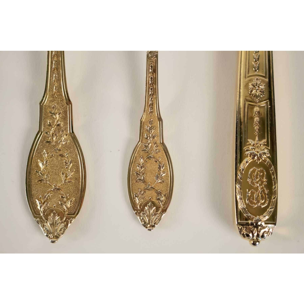 Ménagère argent massif & vermeil par 12 | Biron Ménagère argent massif & vermeil par 12