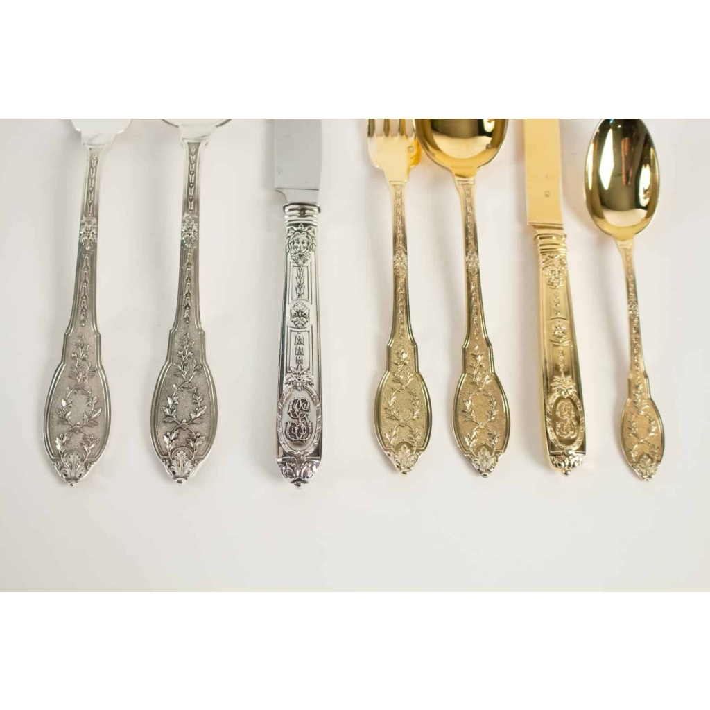 Ménagère argent massif & vermeil par 12 | Biron Ménagère argent massif & vermeil par 12