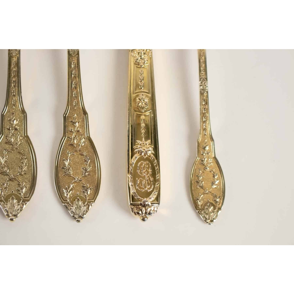 Ménagère argent massif & vermeil par 12 | Biron Ménagère argent massif & vermeil par 12