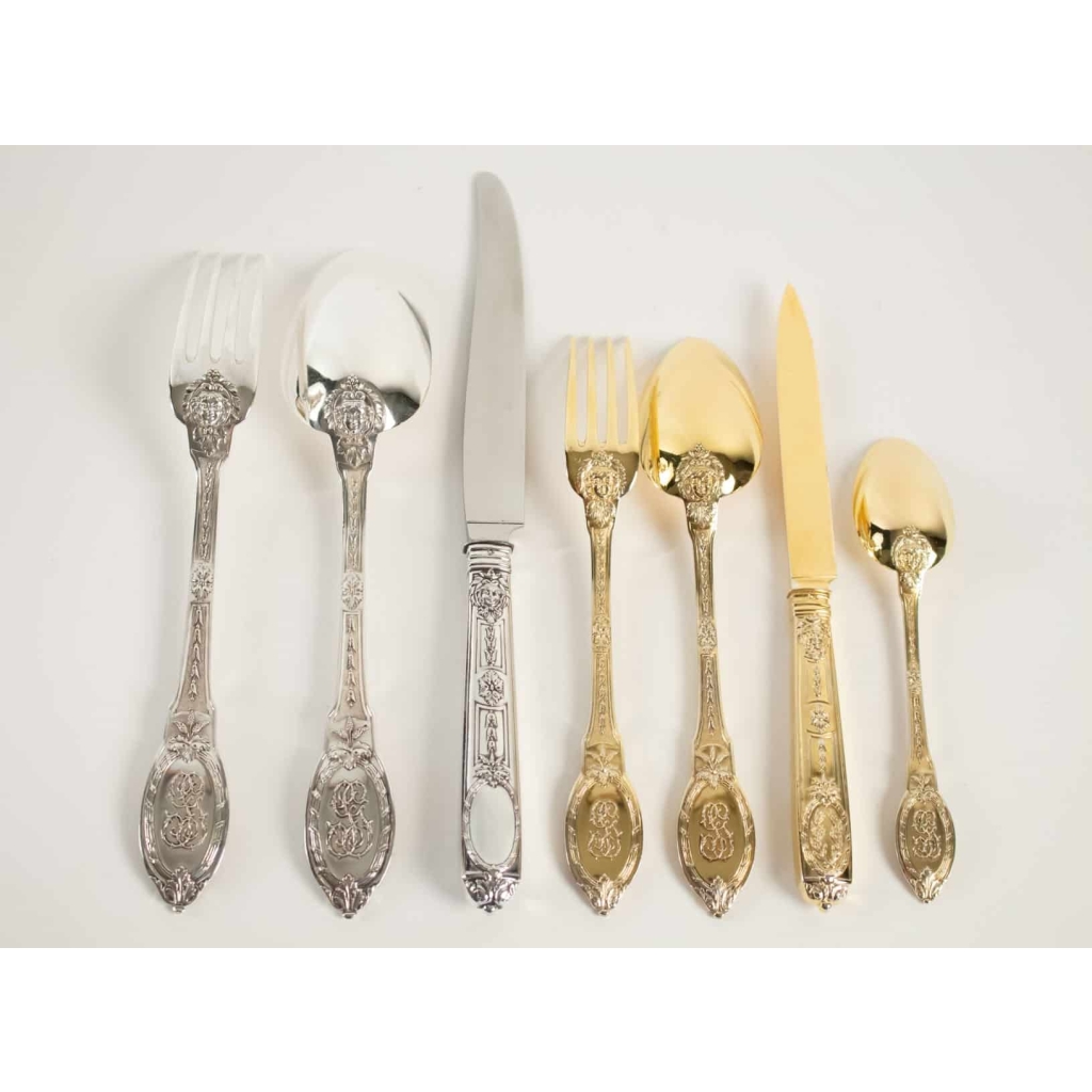 Ménagère argent massif & vermeil par 12 | Biron Ménagère argent massif & vermeil par 12