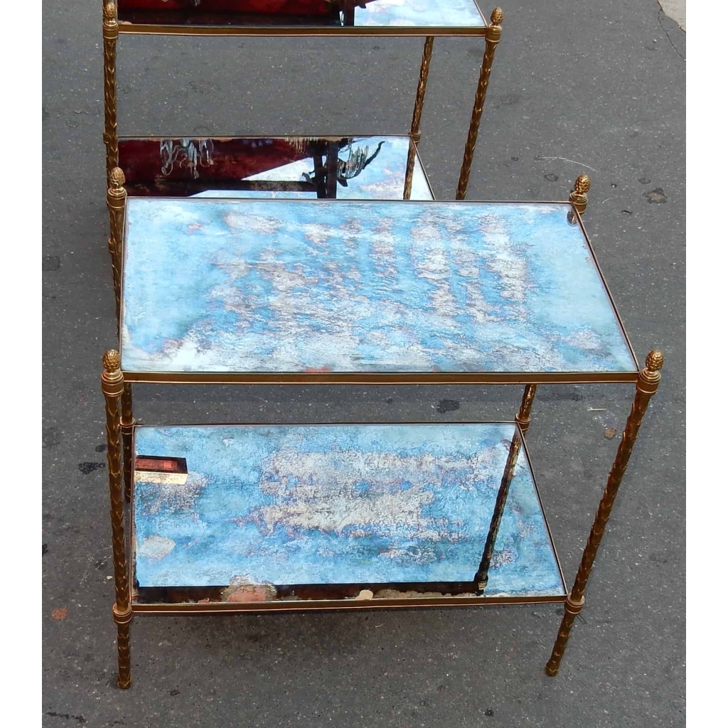 1970′ Paire d Etagéres Montants Palmiers en Bronze Doré Style Maison Charles 64 X 40 cm | Biron 1970' Paire d Etagéres Montants Palmiers en Bronze Doré Style Maison Charles 64 X 40 cm
