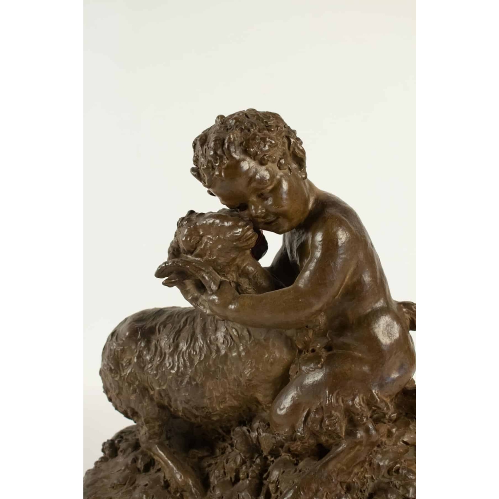 Terre Cuite d’Après Clodion, Un Faune Et Un Bélier, d’Epoque Napoléon III, XIXème Siècle | Biron Terre Cuite d'Après Clodion, Un Faune Et Un Bélier, d'Epoque Napoléon III, XIXème Siècle