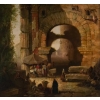 Le Marché aux poissons, Porteo d'Octavia, Rome XIXème siècle.