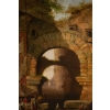 Le Marché aux poissons, Porteo d'Octavia, Rome XIXème siècle.