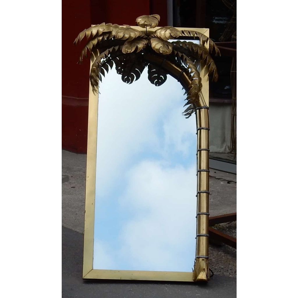 1970′ Miroir Au Palmier Maison Jansen Eclairant Piéce Unique et Originale par Barbier | Biron ||||||||||