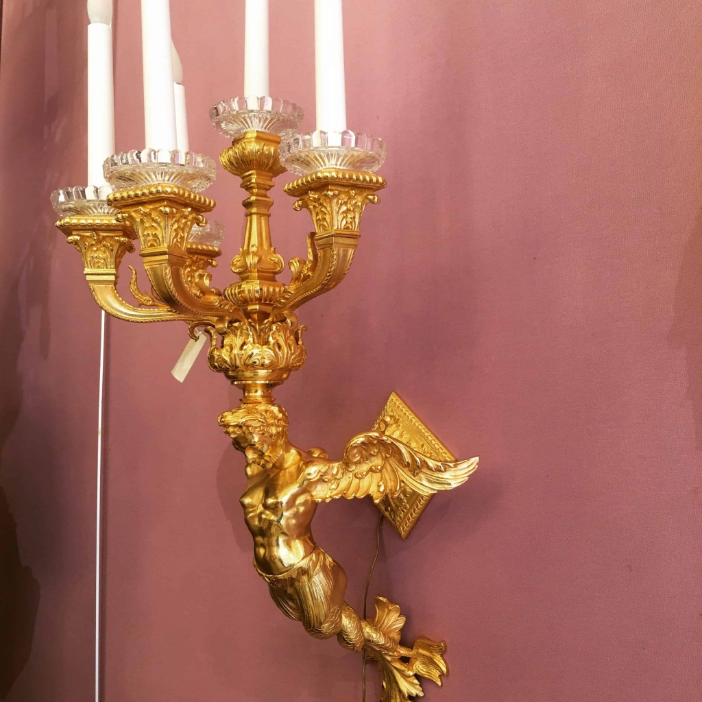 Paire d’appliques en bronze doré du XIX siècle signées Henri Vian 2