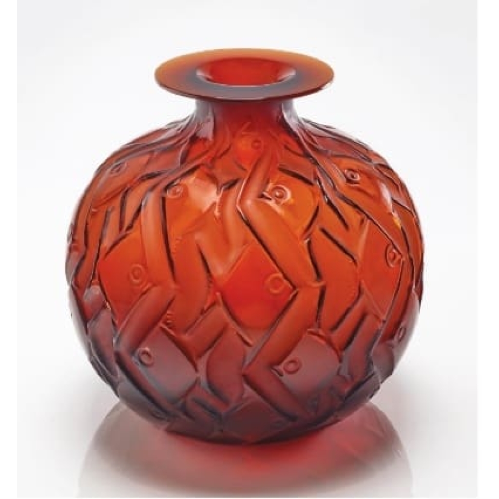 René et Suzanne LALIQUE Vase ‘PENTHIÈVRE » verre Ambre | Biron |