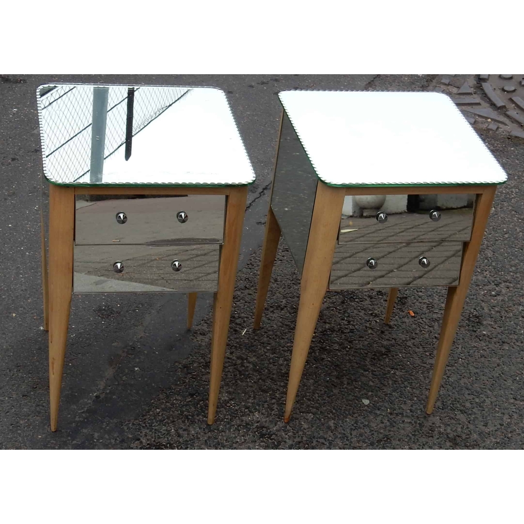 1950/60 Paire De Chevets Art Deco Miroir | Biron ||||||