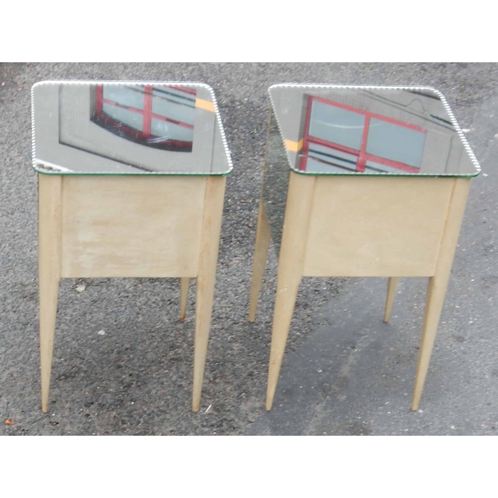 1950/60 Paire De Chevets Art Deco Miroir | Biron 1950/60 Paire De Chevets Art Deco Miroir