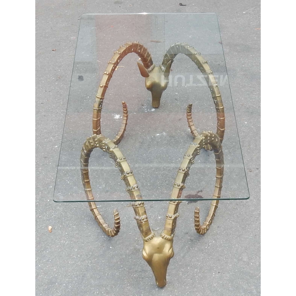 1970′ ALAIN CHERVET (né en 1944) Attribué a, Table Basse Aux Protomés d’ Ibex Bronze Patiné 3