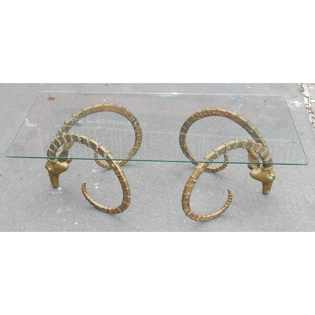 1970′ ALAIN CHERVET (né en 1944) Attribué a, Table Basse Aux Protomés d’ Ibex Bronze Patiné 4