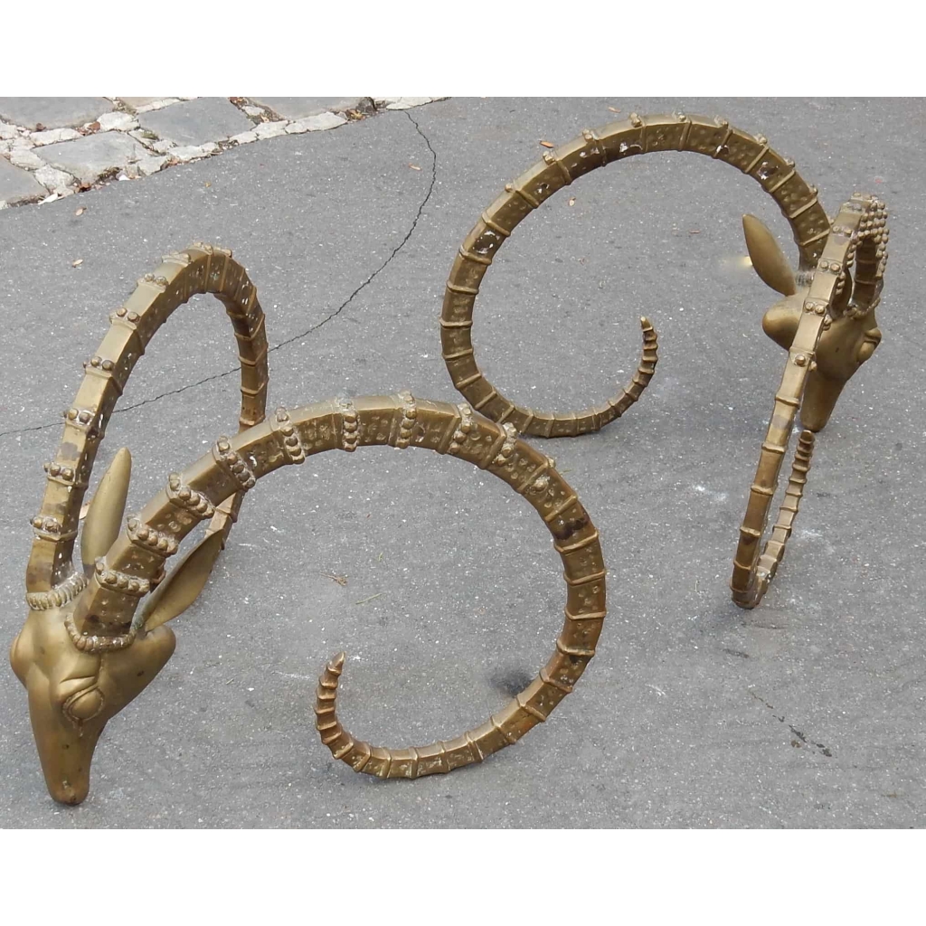 1970′ ALAIN CHERVET (né en 1944) Attribué a, Table Basse Aux Protomés d’ Ibex Bronze Patiné 6