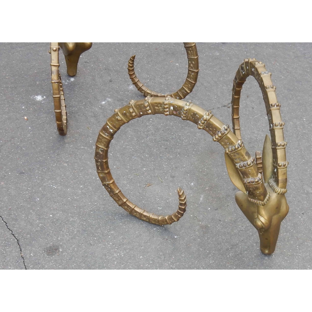 1970′ ALAIN CHERVET (né en 1944) Attribué a, Table Basse Aux Protomés d’ Ibex Bronze Patiné 9