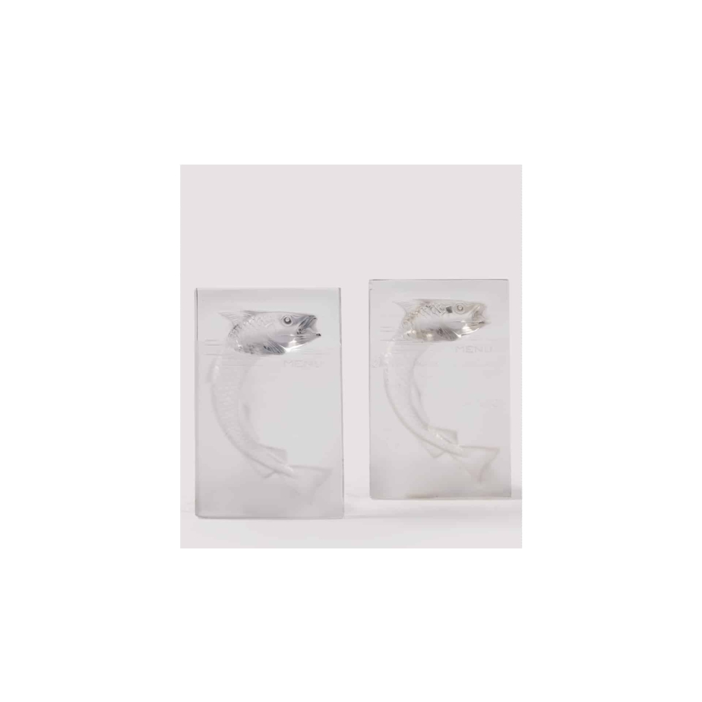 René LALIQUE (1860-1945) : Deux menus » Poisson « (1931) | Biron ||