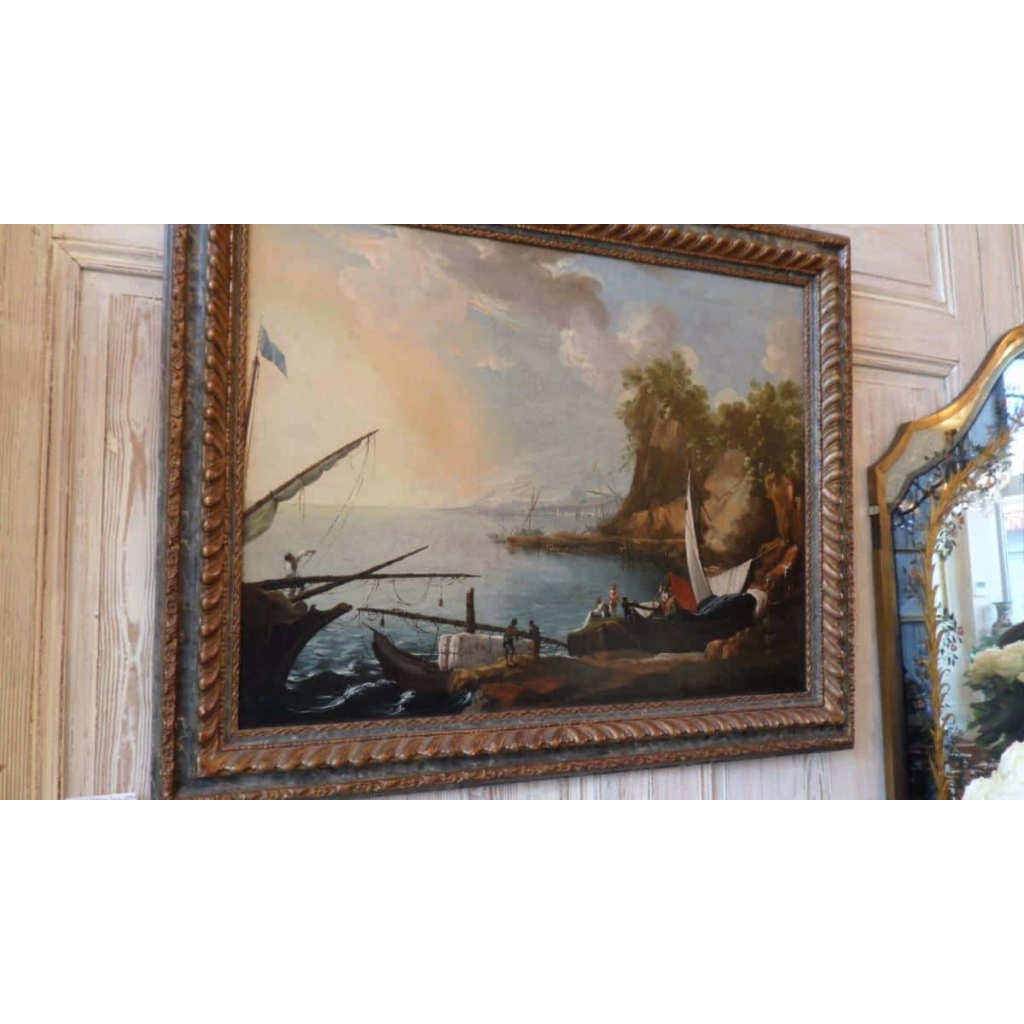 Peinture sur toile, marine, attribuée à Andrien Van Der Cabel. Réf: Charles 07. | Biron |||||||