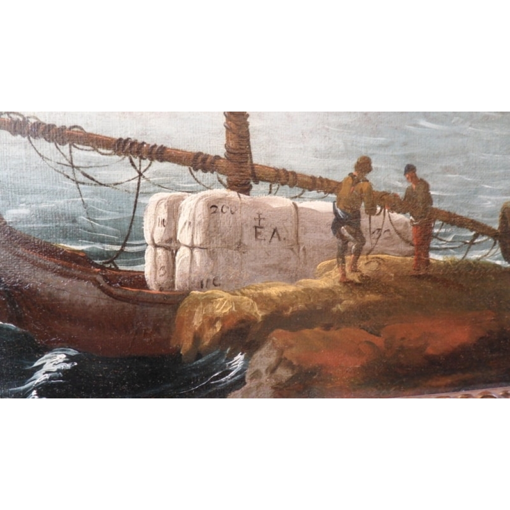 Peinture sur toile, marine, attribuée à Andrien Van Der Cabel. Réf: Charles 07. | Biron Peinture sur toile, marine, attribuée à Andrien Van Der Cabel. Réf: Charles 07.