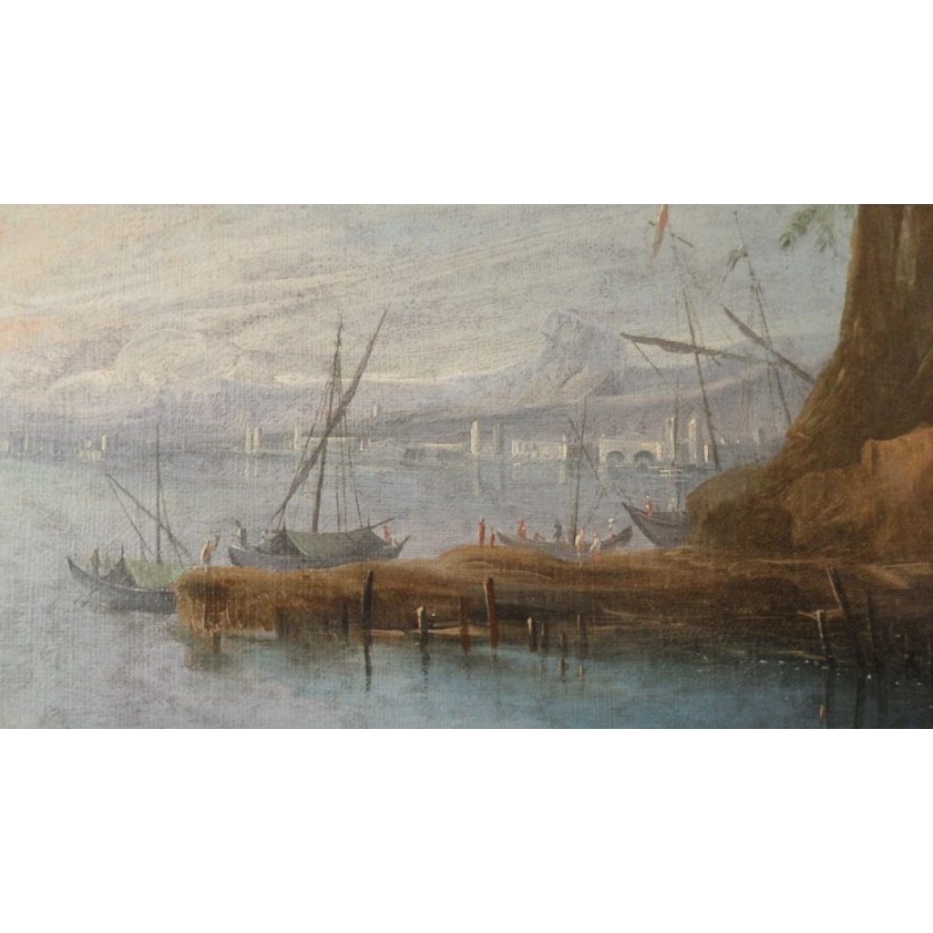 Peinture sur toile, marine, attribuée à Andrien Van Der Cabel. Réf: Charles 07. | Biron Peinture sur toile, marine, attribuée à Andrien Van Der Cabel. Réf: Charles 07.