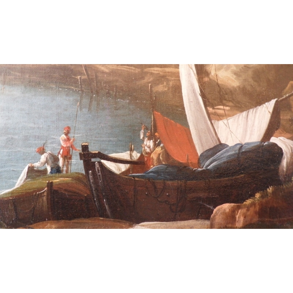 Peinture sur toile, marine, attribuée à Andrien Van Der Cabel. Réf: Charles 07. | Biron Peinture sur toile, marine, attribuée à Andrien Van Der Cabel. Réf: Charles 07.