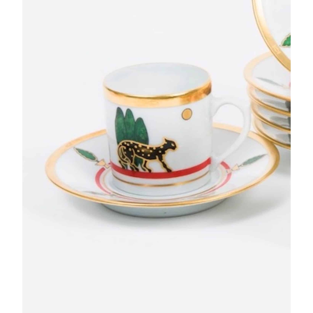 Cartier 6 Tasses à Café Porcelaine polychrome « Panthère » | Biron Cartier 6 Tasses à Café Porcelaine polychrome "Panthère"