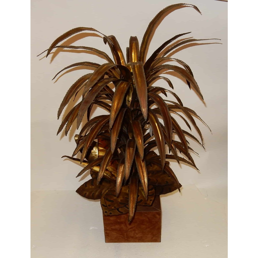 1970' Plante Eclairante en Laiton Style Maison Jansen