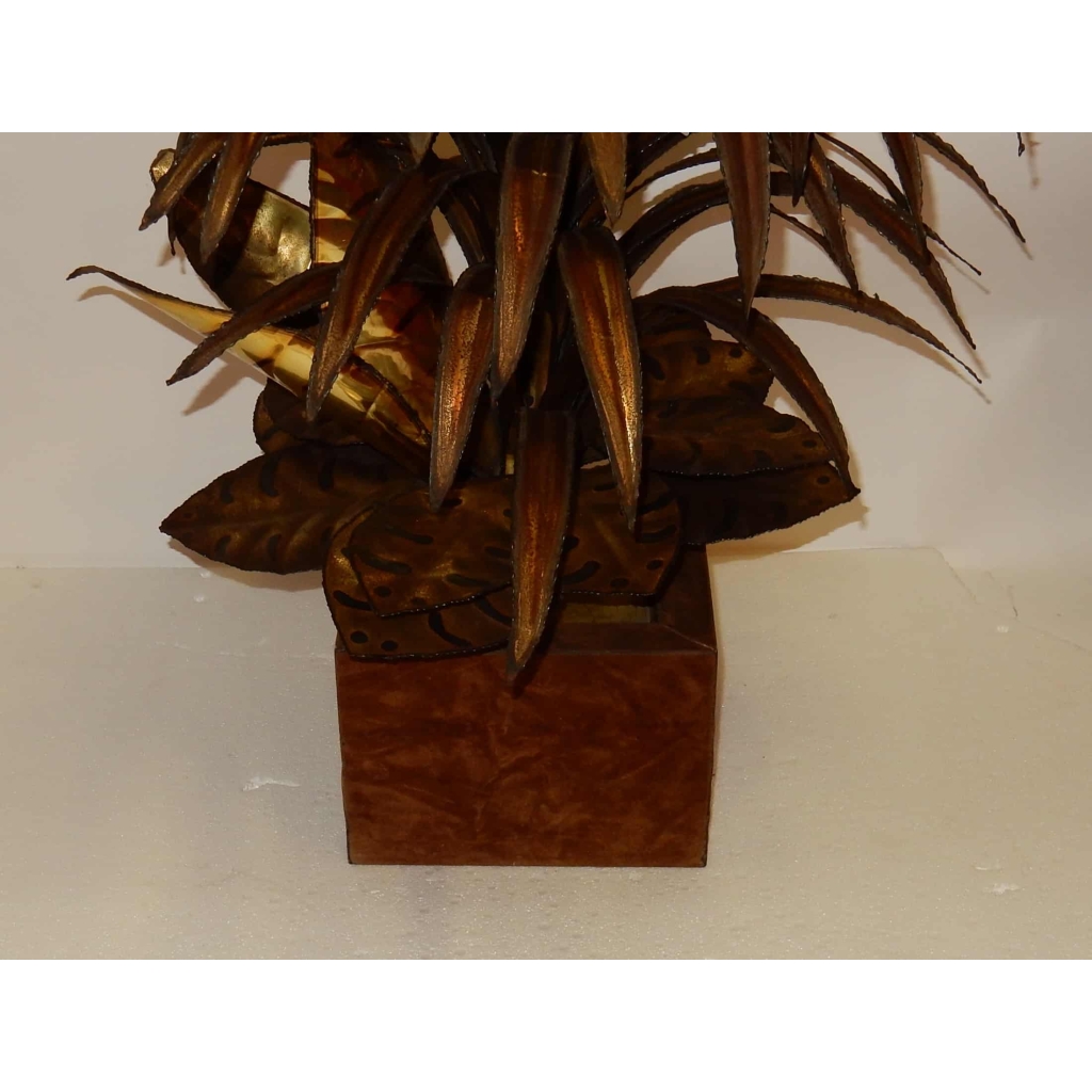 1970' Plante Eclairante en Laiton Style Maison Jansen
