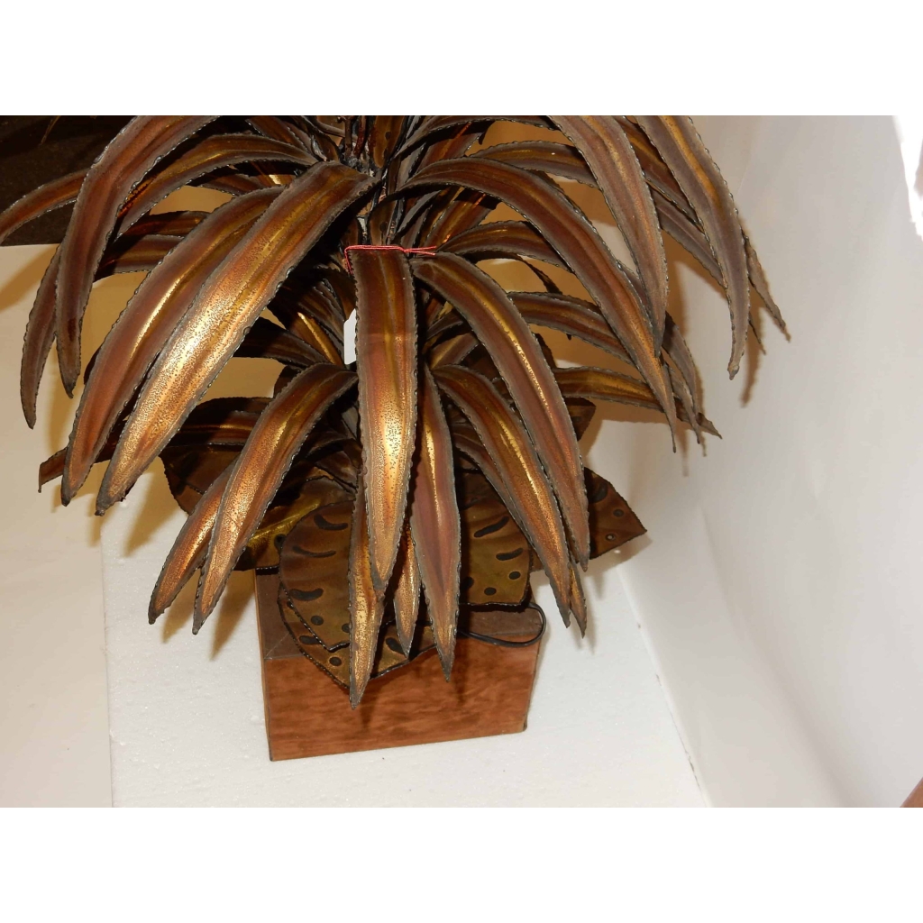1970' Plante Eclairante en Laiton Style Maison Jansen