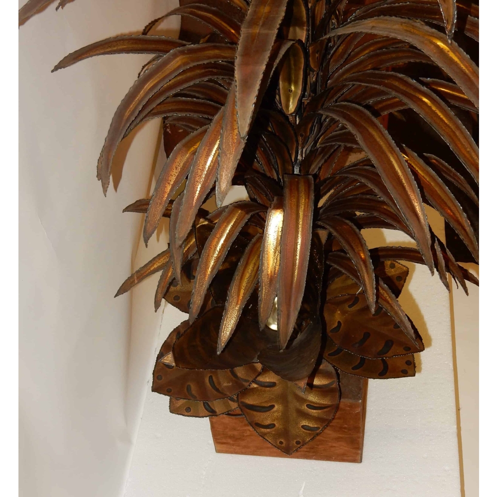 1970' Plante Eclairante en Laiton Style Maison Jansen