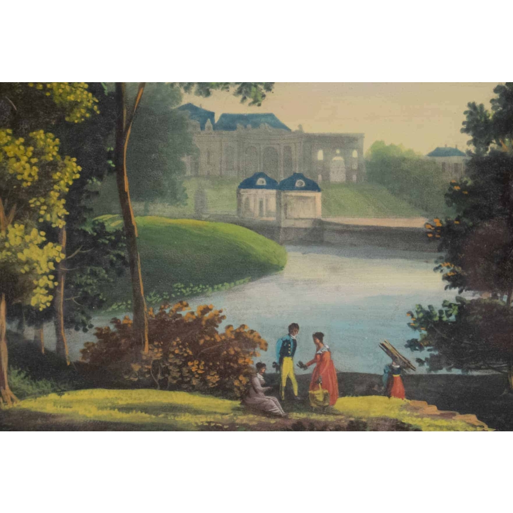 Aquarelle d’époque Directoir, Cadre d’époque | Biron Aquarelle d'époque Directoir, Cadre d'époque
