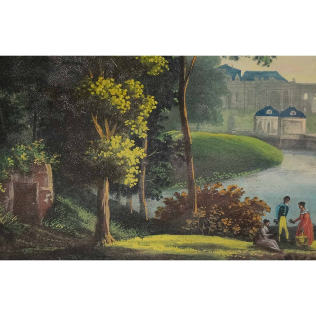 Aquarelle d’époque Directoir, Cadre d’époque | Biron Aquarelle d'époque Directoir, Cadre d'époque