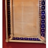1940/50 ‘ Miroir N3 Venise Rectangulaire à Fronton Avec Cadre en Verre Bleu Orné D Etoiles Argentées Centre Biseauté | Biron 1940/50 ' Miroir N3 Venise Rectangulaire à Fronton Avec Cadre en Verre Bleu Orné D Etoiles Argentées Centre Biseauté