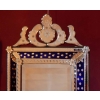 1940/50 ‘ Miroir N3 Venise Rectangulaire à Fronton Avec Cadre en Verre Bleu Orné D Etoiles Argentées Centre Biseauté | Biron 1940/50 ' Miroir N3 Venise Rectangulaire à Fronton Avec Cadre en Verre Bleu Orné D Etoiles Argentées Centre Biseauté