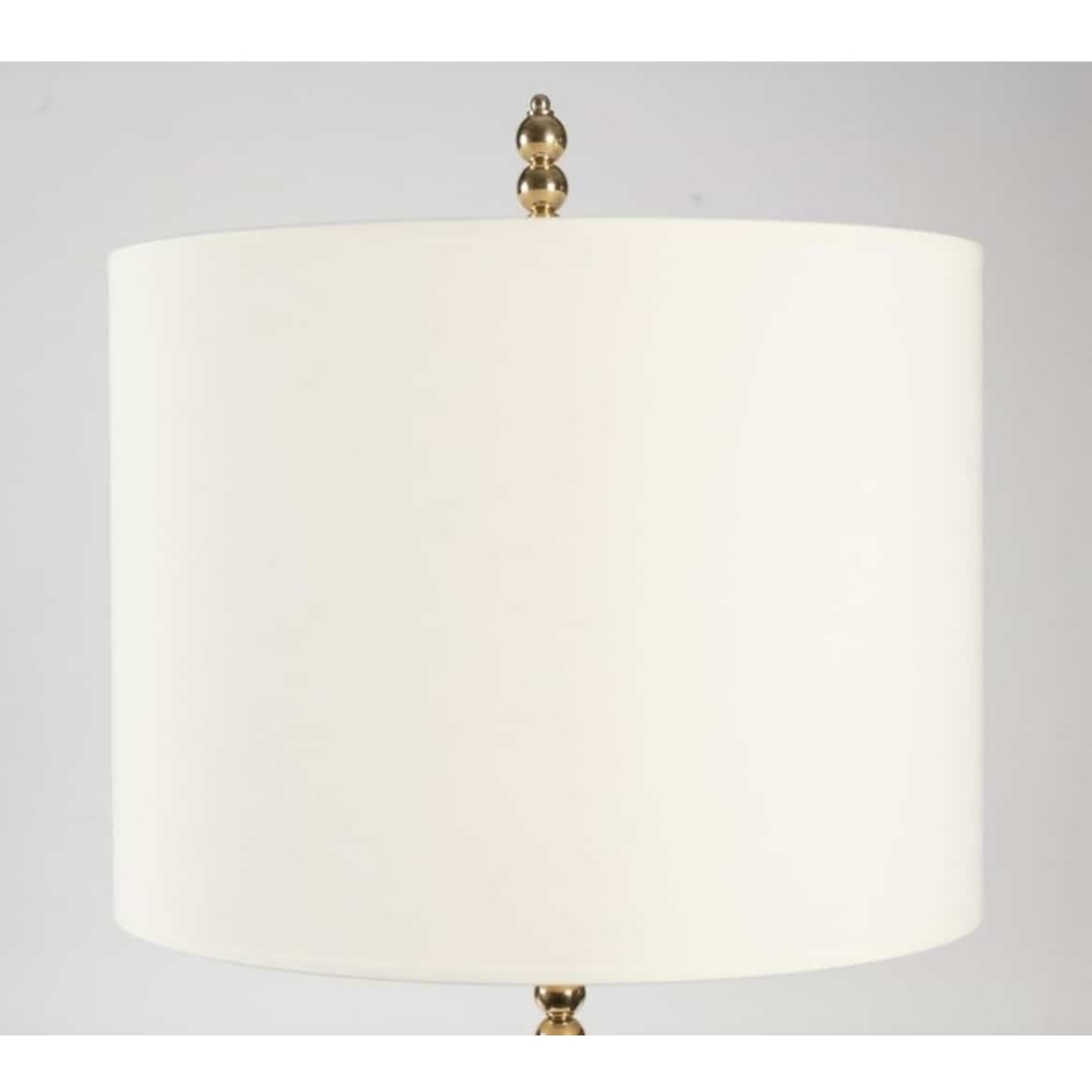 Paire de lampadaires perles en boule de laiton massif.