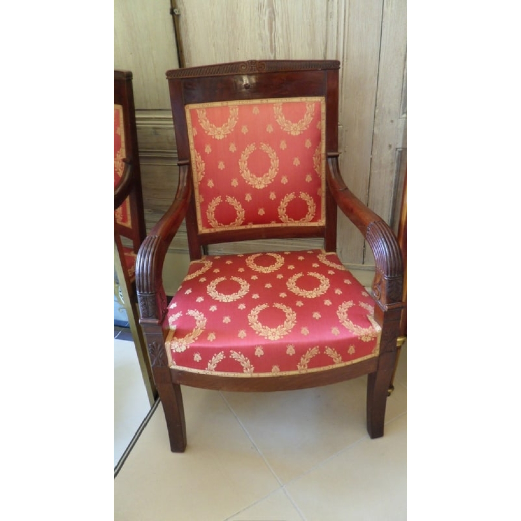 Suite de 4 fauteuils à l’Égyptienne d’époque Empire. Réf: Charles 08. | Biron |||||