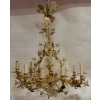 1880′ Lustre en Bronze Doré Décor Floral 12 Lumiéres | Biron ||||||||||