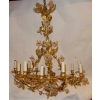 1880′ Lustre en Bronze Doré Décor Floral 12 Lumiéres | Biron 1880' Lustre en Bronze Doré Décor Floral 12 Lumiéres