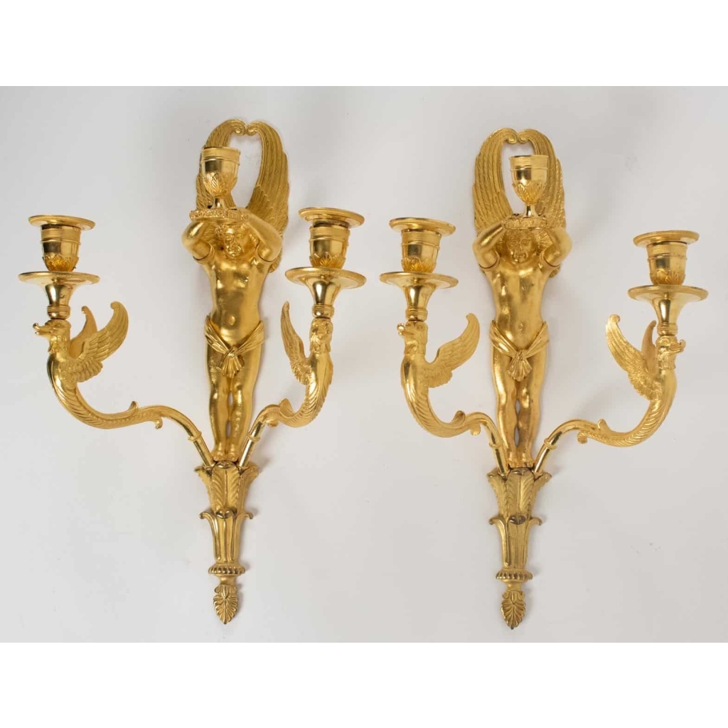 Paire d’appliques d’époque 1er Empire (1804 – 1815). | Biron |||||||||