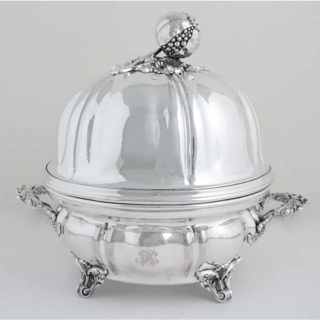 Paire de RECHAUDS et leurs CLOCHES en Métal Doublé Argent | Biron |||||||||