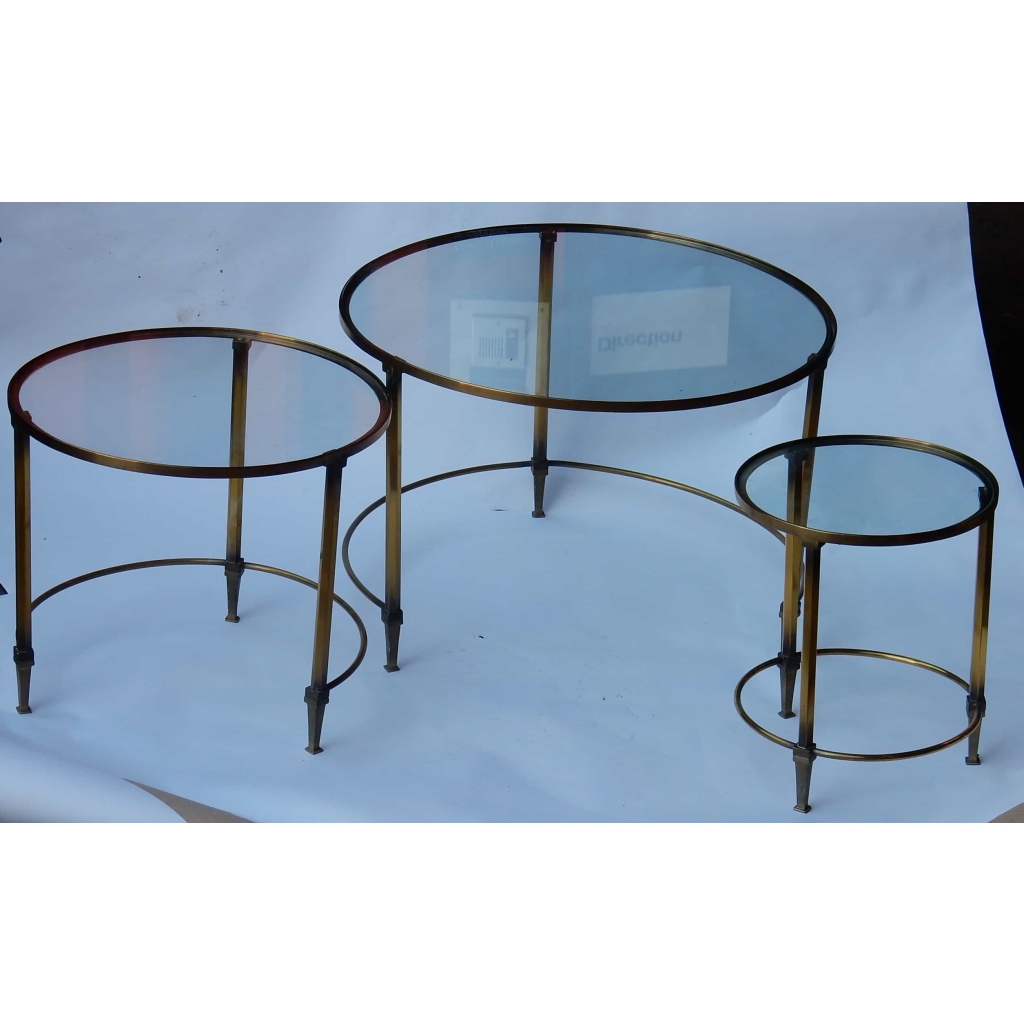 1950/70 Série de Tables Gigognes Rondes Maison Ramsay de Style en Laiton | Biron ||||||||||